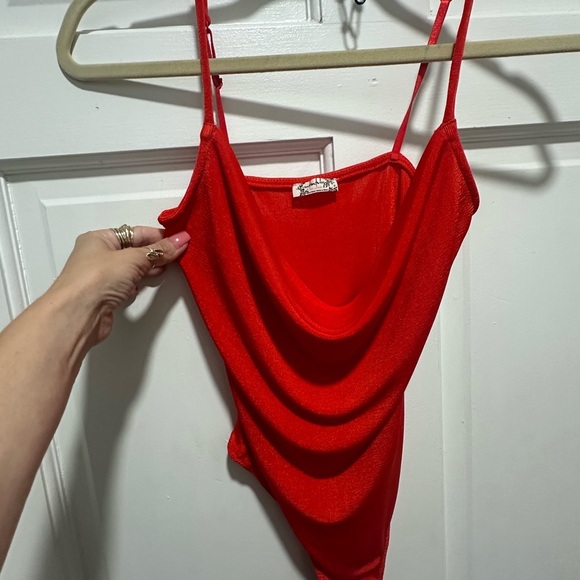 Free People Cowls in The Club Bodysuit Red Women’s Size XS Thong - Picture 4 of 7